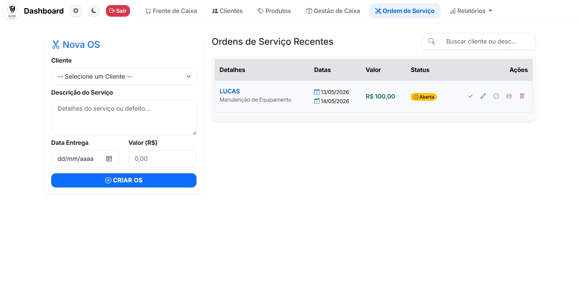 Recibo Ordem de Serviço
